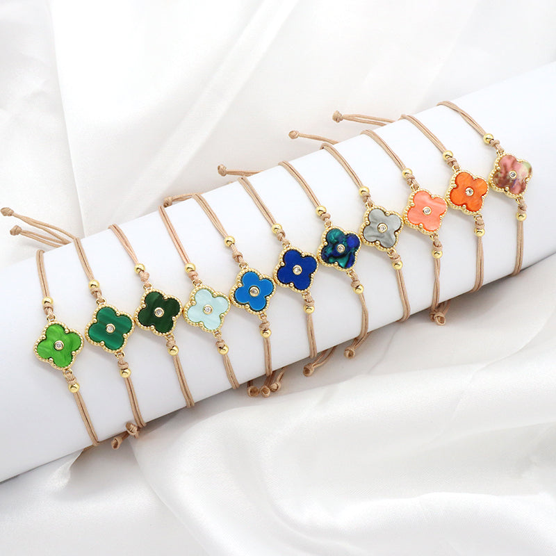 OEM Custom Good Quality Wholesale Simple Design Gold Plating Adjustable Handmade Cotton Wire Jewelry Brass Charm Bracelet