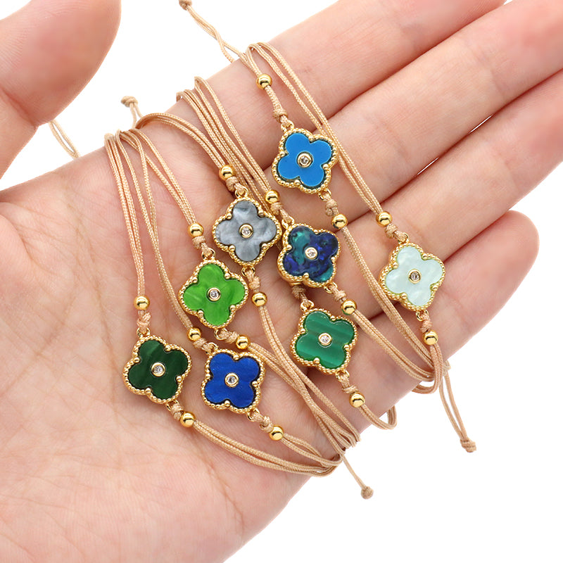 OEM Custom Good Quality Wholesale Simple Design Gold Plating Adjustable Handmade Cotton Wire Jewelry Brass Charm Bracelet