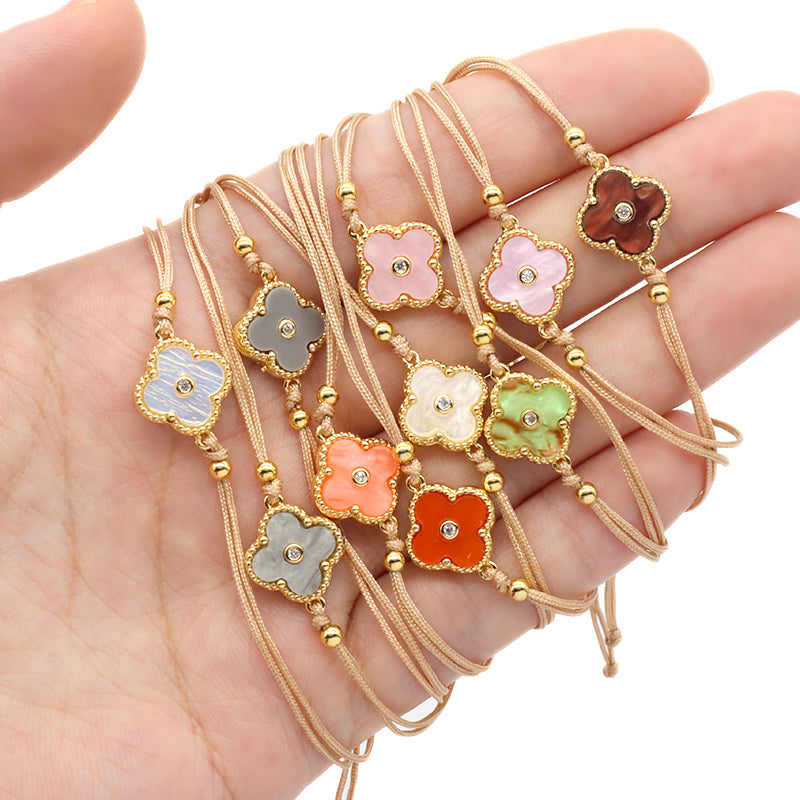 OEM Custom Good Quality Wholesale Simple Design Gold Plating Adjustable Handmade Cotton Wire Jewelry Brass Charm Bracelet