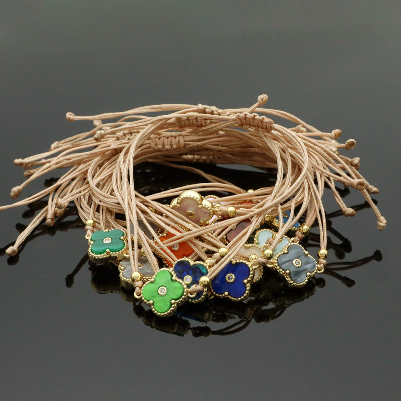 OEM Custom Good Quality Wholesale Simple Design Gold Plating Adjustable Handmade Cotton Wire Jewelry Brass Charm Bracelet