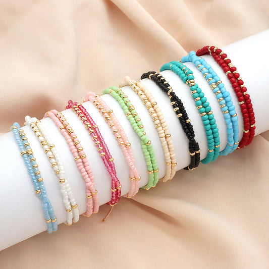 Wholesale OEM Various Color Customized Newest Factory Handmade Fashionable Gold Plated Seed Beads Bracelet For Gift Women