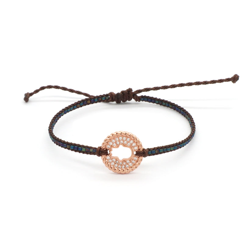 Handmade OEM Custom Wholesale Adjustable CZ Woven Gift Macrame Hand Life Tree Evil Eyes Cross Hand Charm Miyuki Beads Bracelet
