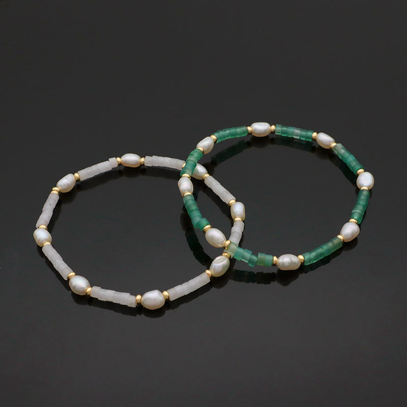 OEM Wholesale Customized Women Handmade Fashionable Gold Plated Fresh Water Pearl Nature Stone Bead Bracelet For Gift