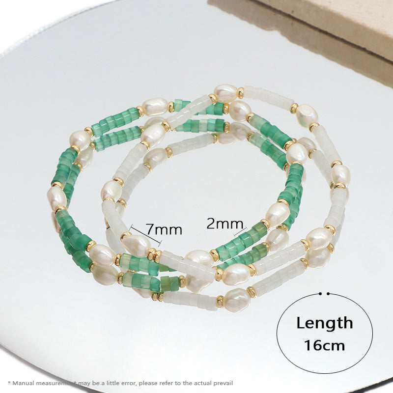 OEM Wholesale Customized Women Handmade Fashionable Gold Plated Fresh Water Pearl Nature Stone Bead Bracelet For Gift