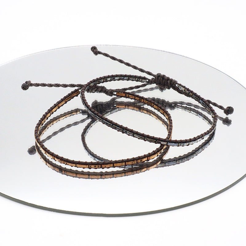 Custom Gift Boho Wholesale Handmade Fashionable Miyuki Jewelry Elastic Flat Tila Tile Miyuki Seed Bead Bracelet For Men Women
