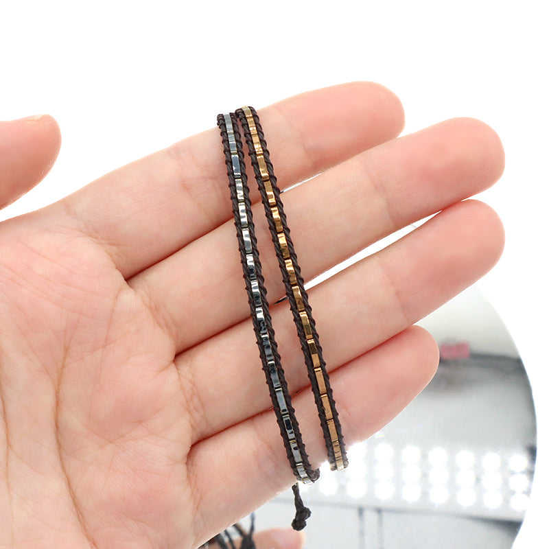 Custom Gift Boho Wholesale Handmade Fashionable Miyuki Jewelry Elastic Flat Tila Tile Miyuki Seed Bead Bracelet For Men Women