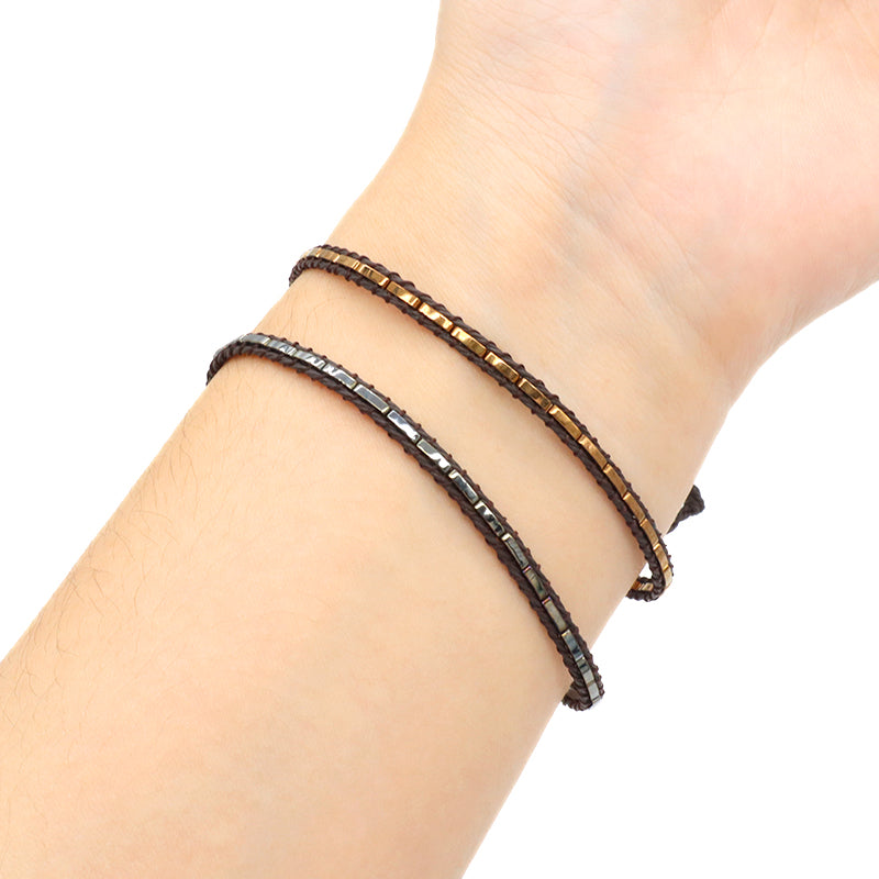 Custom Gift Boho Wholesale Handmade Fashionable Miyuki Jewelry Elastic Flat Tila Tile Miyuki Seed Bead Bracelet For Men Women