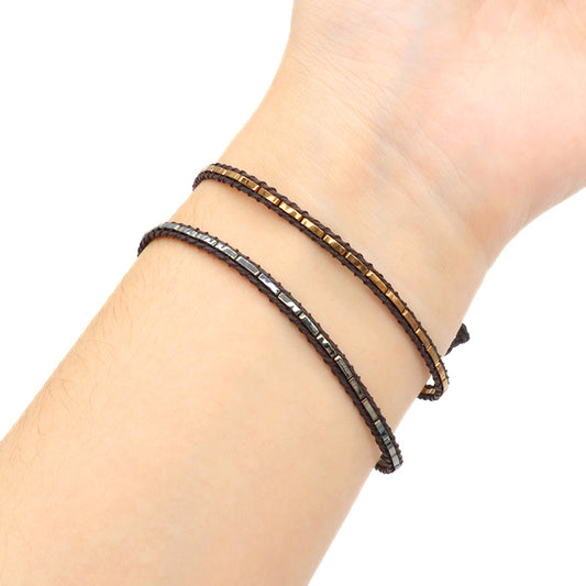Custom Gift Boho Wholesale Handmade Fashionable Miyuki Jewelry Elastic Flat Tila Tile Miyuki Seed Bead Bracelet For Men Women