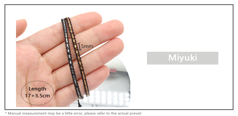 Custom Gift Boho Wholesale Handmade Fashionable Miyuki Jewelry Elastic Flat Tila Tile Miyuki Seed Bead Bracelet For Men Women