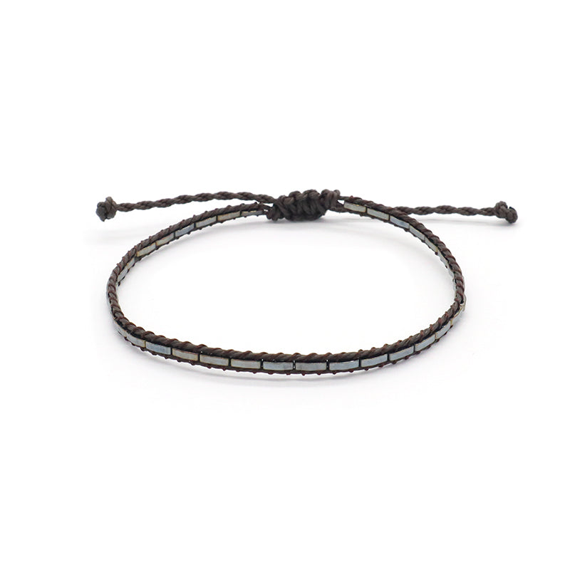 Custom Gift Boho Wholesale Handmade Fashionable Miyuki Jewelry Elastic Flat Tila Tile Miyuki Seed Bead Bracelet For Men Women