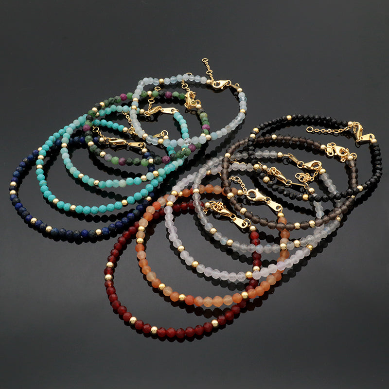 Newest Wholesale OEM Custom Handmade Fashion Gold Plated 925 Sterling Silver Natural Stone Bead Bracelet For Gift Women