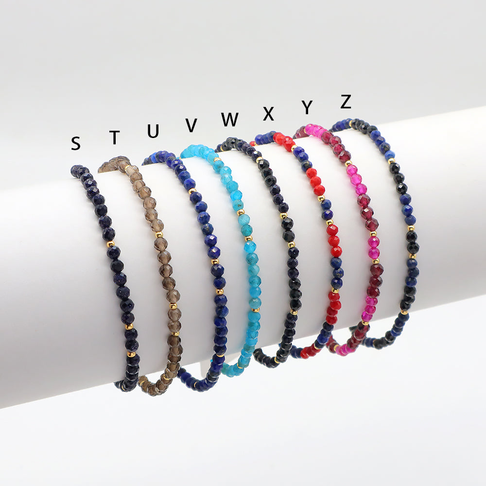 Newest Wholesale OEM Custom Handmade Fashion Gold Plated 925 Sterling Silver Natural Stone Bead Bracelet For Gift Women