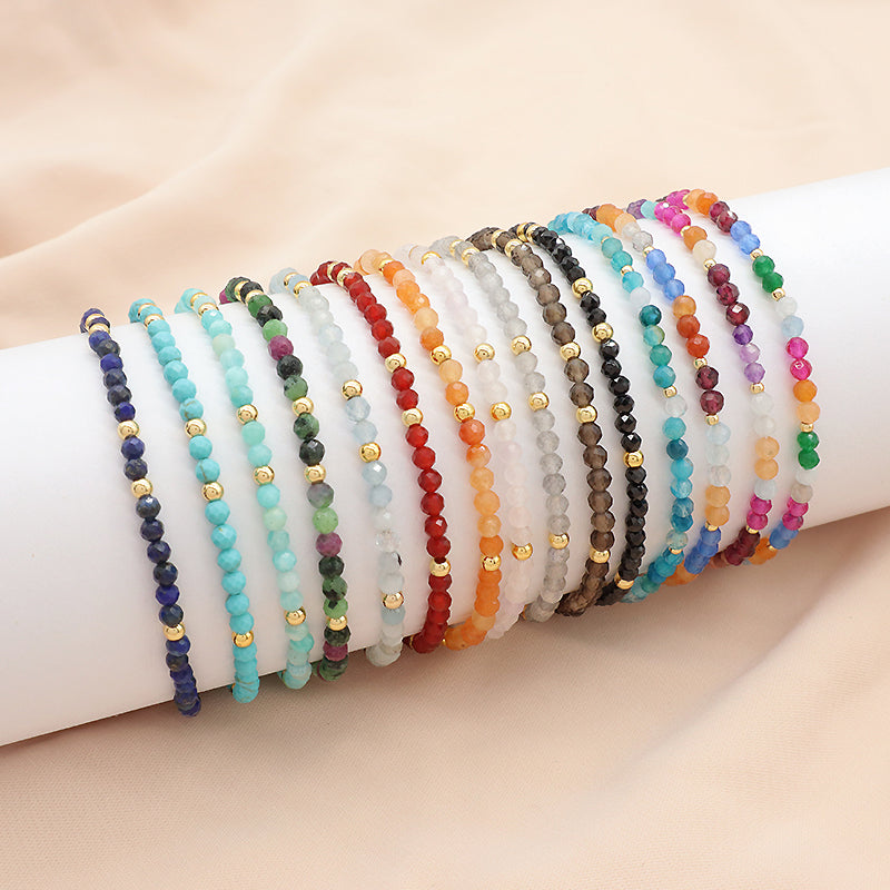 Newest Wholesale OEM Custom Handmade Fashion Gold Plated 925 Sterling Silver Natural Stone Bead Bracelet For Gift Women