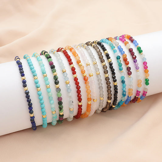 Newest Wholesale OEM Custom Handmade Fashion Gold Plated 925 Sterling Silver Natural Stone Bead Bracelet For Gift Women