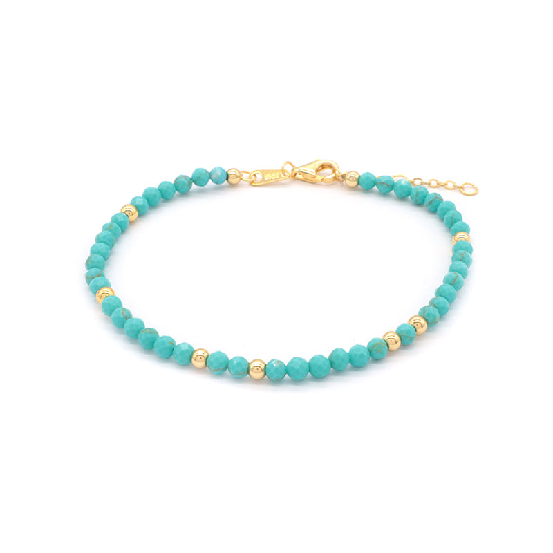 Newest Wholesale OEM Custom Handmade Fashion Gold Plated 925 Sterling Silver Natural Stone Bead Bracelet For Gift Women