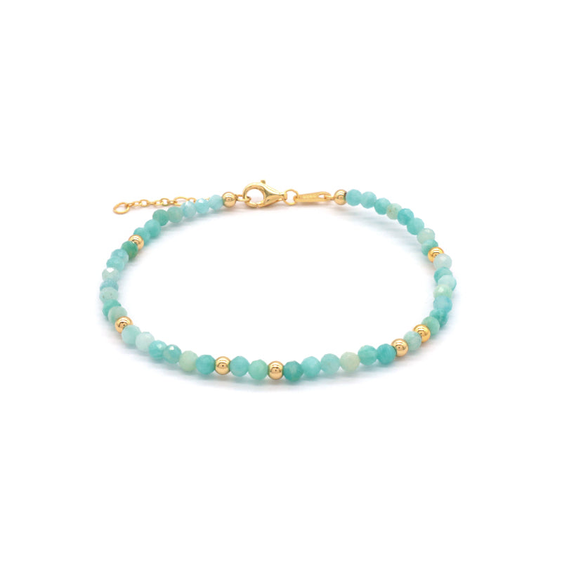 Newest Wholesale OEM Custom Handmade Fashion Gold Plated 925 Sterling Silver Natural Stone Bead Bracelet For Gift Women