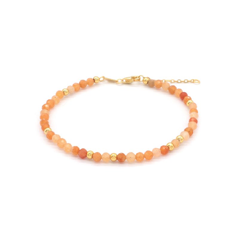 Newest Wholesale OEM Custom Handmade Fashion Gold Plated 925 Sterling Silver Natural Stone Bead Bracelet For Gift Women