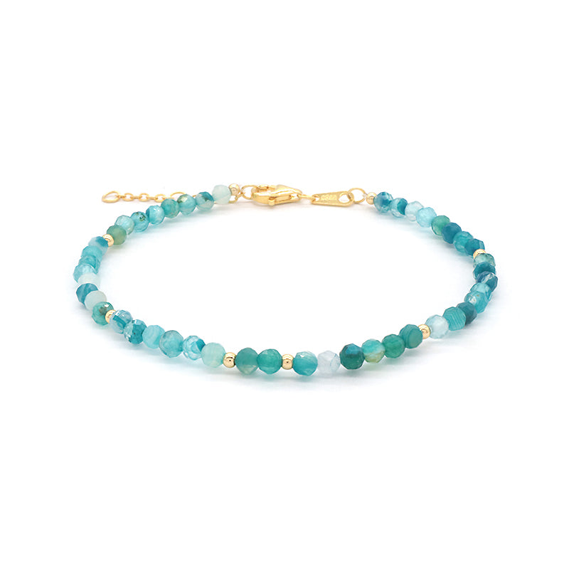 Newest Wholesale OEM Custom Handmade Fashion Gold Plated 925 Sterling Silver Natural Stone Bead Bracelet For Gift Women