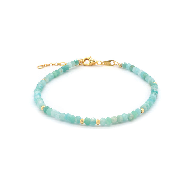 Newest Wholesale OEM Custom Handmade Fashion Gold Plated 925 Sterling Silver Natural Stone Bead Bracelet For Gift Women