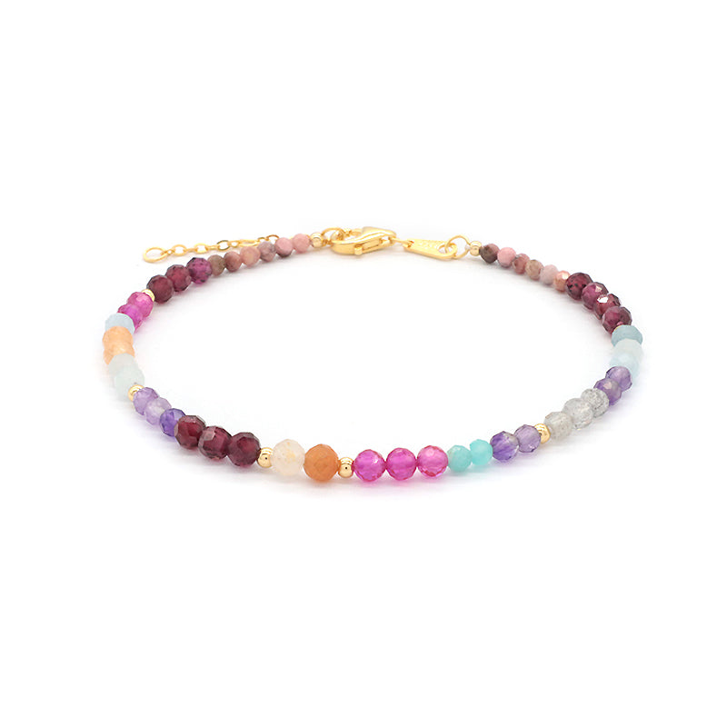 Newest Wholesale OEM Custom Handmade Fashion Gold Plated 925 Sterling Silver Natural Stone Bead Bracelet For Gift Women