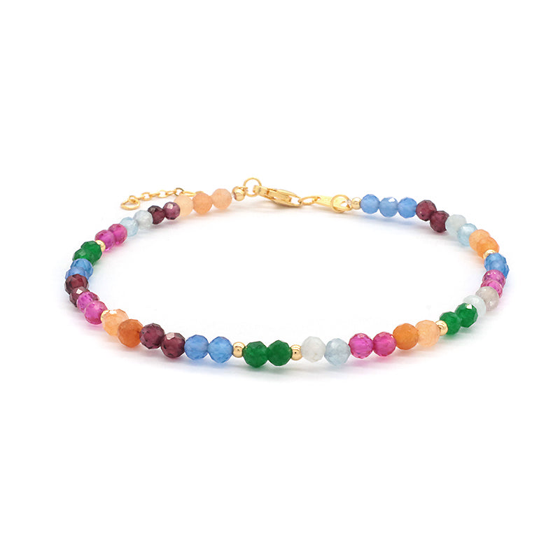 Newest Wholesale OEM Custom Handmade Fashion Gold Plated 925 Sterling Silver Natural Stone Bead Bracelet For Gift Women