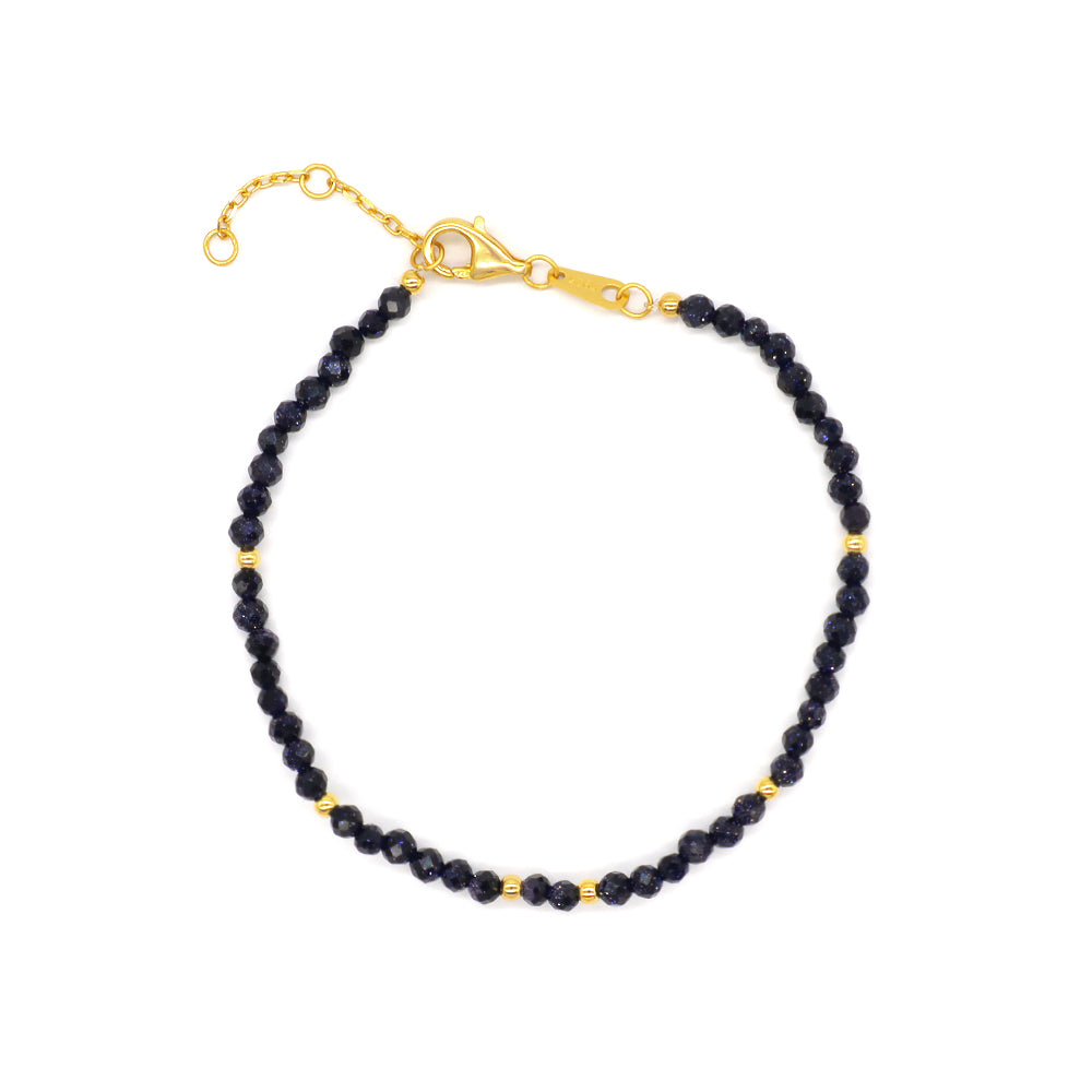 Newest Wholesale OEM Custom Handmade Fashion Gold Plated 925 Sterling Silver Natural Stone Bead Bracelet For Gift Women