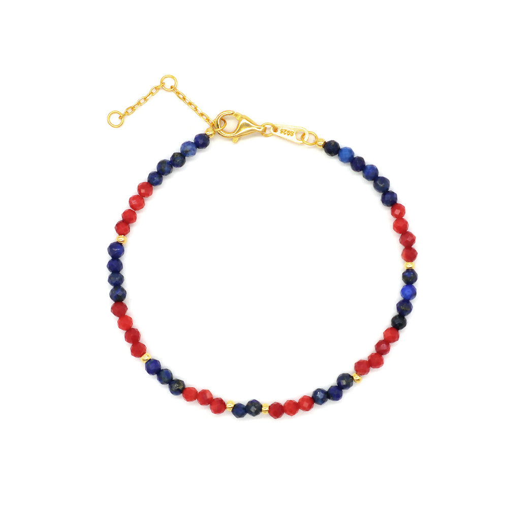 Newest Wholesale OEM Custom Handmade Fashion Gold Plated 925 Sterling Silver Natural Stone Bead Bracelet For Gift Women