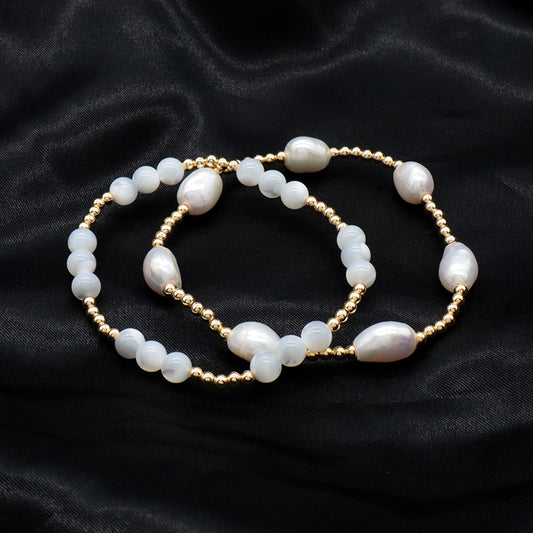 New Design Wholesale Custom Fashion Jewelry Handmade Handmade Elastic Natural Fresh Water Pearl Bracelet For Women