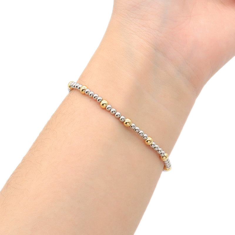 Classic Design Handmade Fashionable Women Jewelry Oem Custom Gift Rhodium Gold Plated Elastic Brass Beads Bracelet