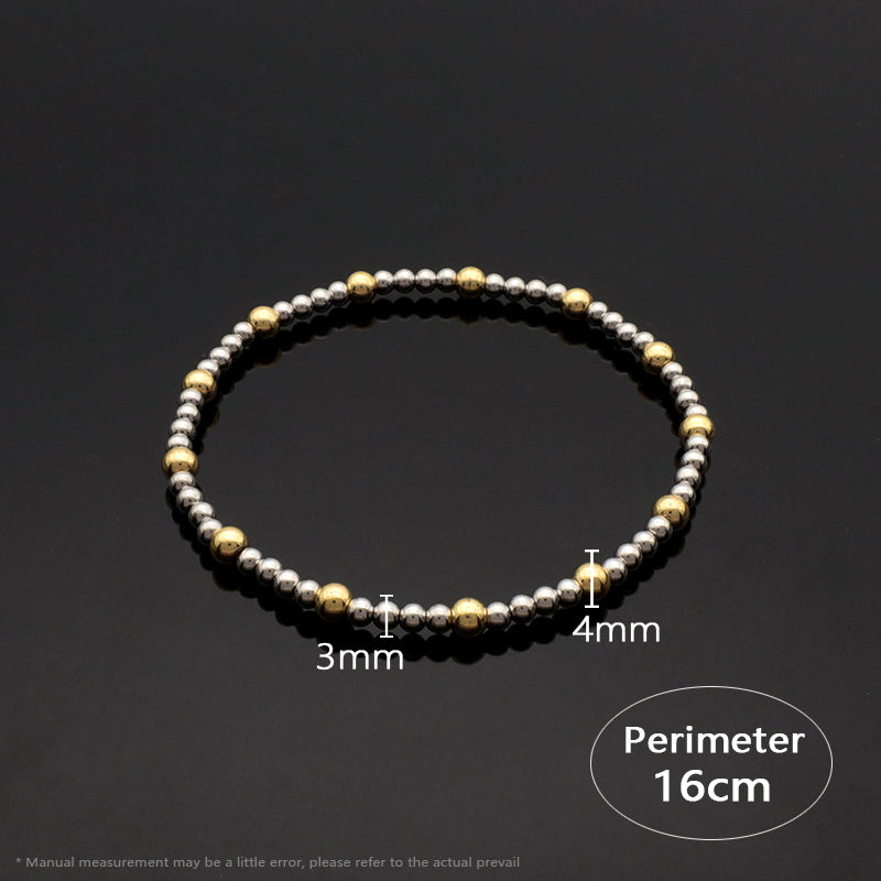Classic Design Handmade Fashionable Women Jewelry Oem Custom Gift Rhodium Gold Plated Elastic Brass Beads Bracelet