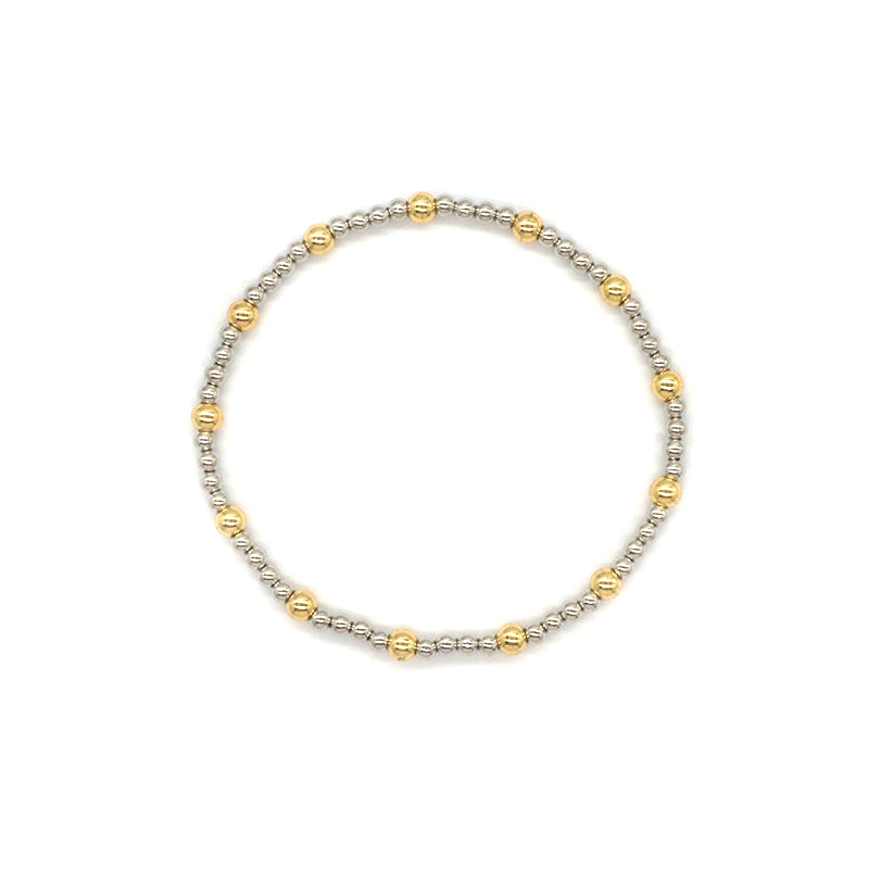 Classic Design Handmade Fashionable Women Jewelry Oem Custom Gift Rhodium Gold Plated Elastic Brass Beads Bracelet