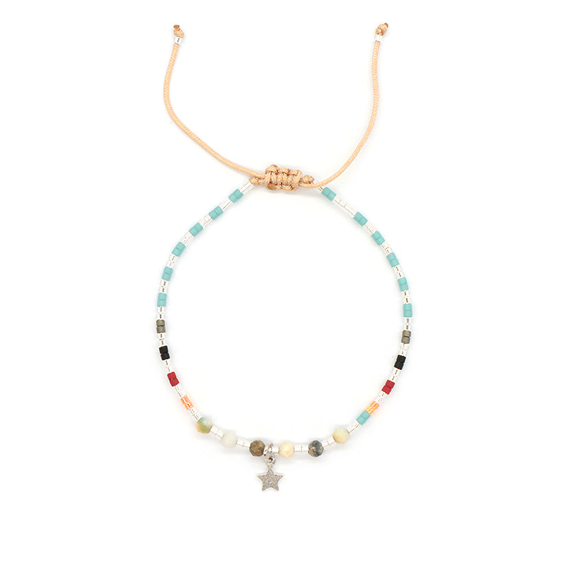 OEM Customized Handmade Wholesale Adjustable 925 Sterling Silver Woven Macrame Miyuki Natural Stone Beads Bracelet For Gift