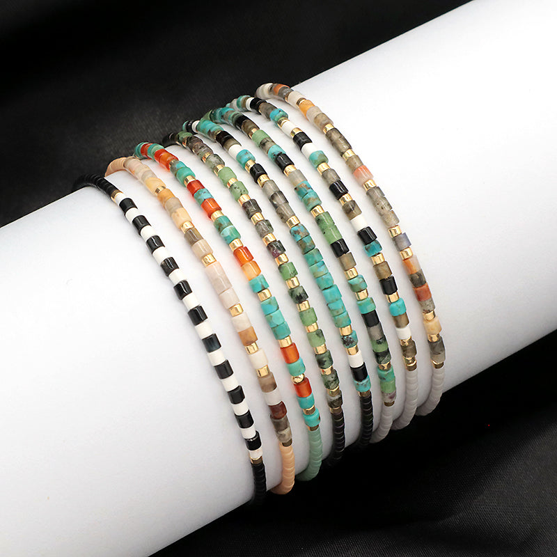 Newest Wholesale Customized Handmade Women Adjustable Macrame MIYUKI Beads Natural Stone Bracelet