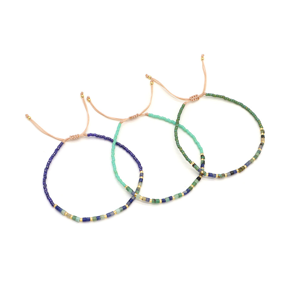 Newest Wholesale Customized Handmade Women Adjustable Macrame MIYUKI Beads Natural Stone Bracelet