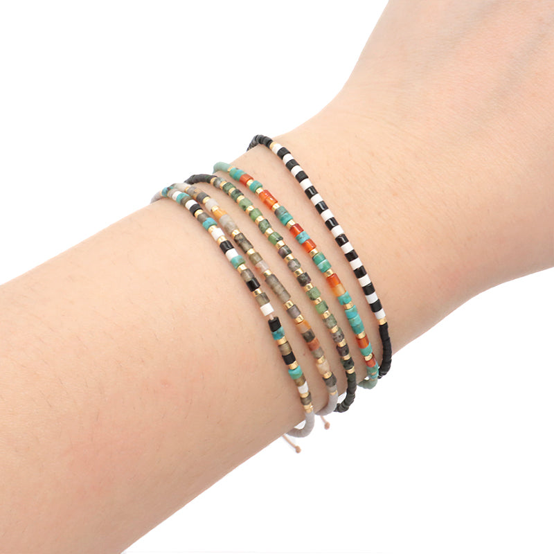 Newest Wholesale Customized Handmade Women Adjustable Macrame MIYUKI Beads Natural Stone Bracelet