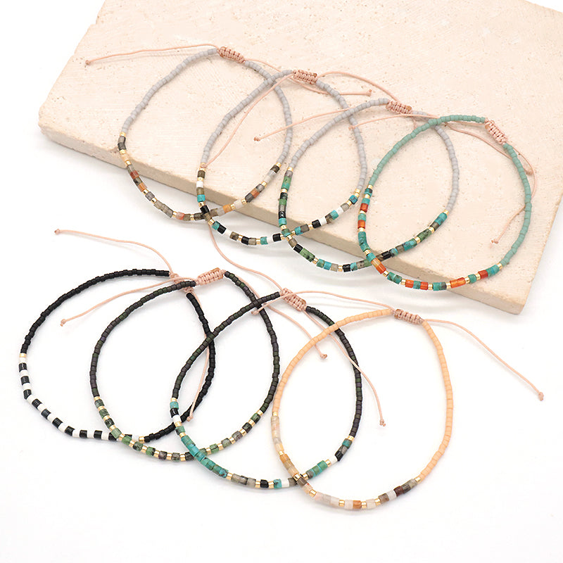 Newest Wholesale Customized Handmade Women Adjustable Macrame MIYUKI Beads Natural Stone Bracelet