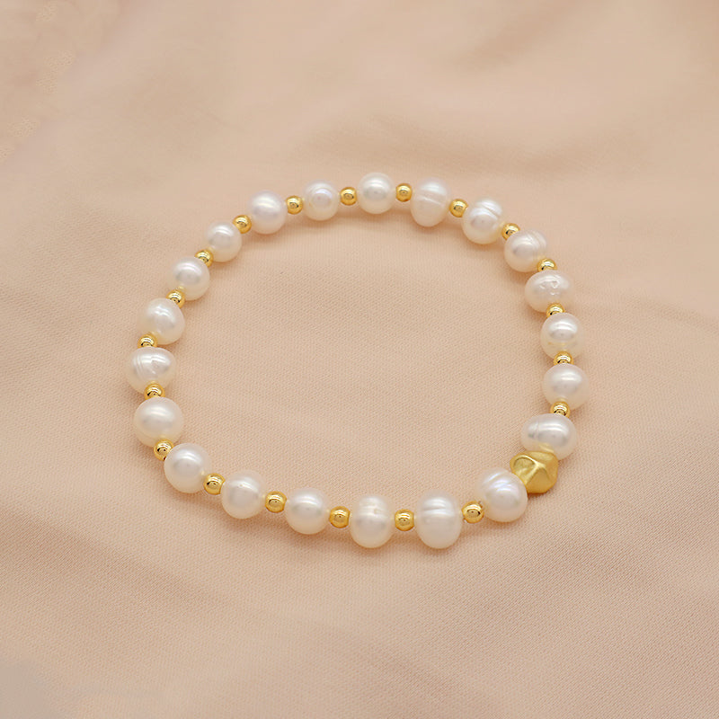 Wholesale Custom Newest Pearl Beads Brass Heart Star Charm Bracelets Jewelry Handmade Fresh Water Pearl Beaded Bracelet For Women