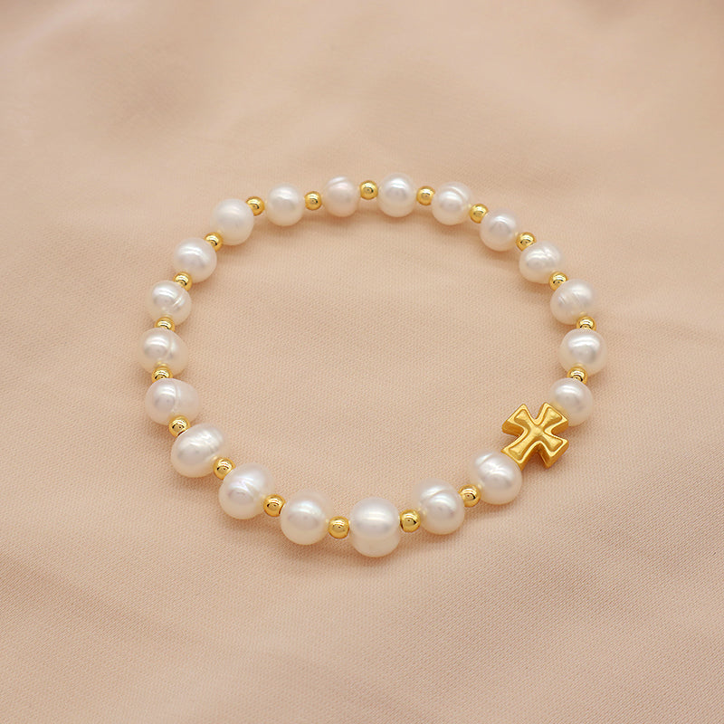 Wholesale Custom Newest Pearl Beads Brass Heart Star Charm Bracelets Jewelry Handmade Fresh Water Pearl Beaded Bracelet For Women