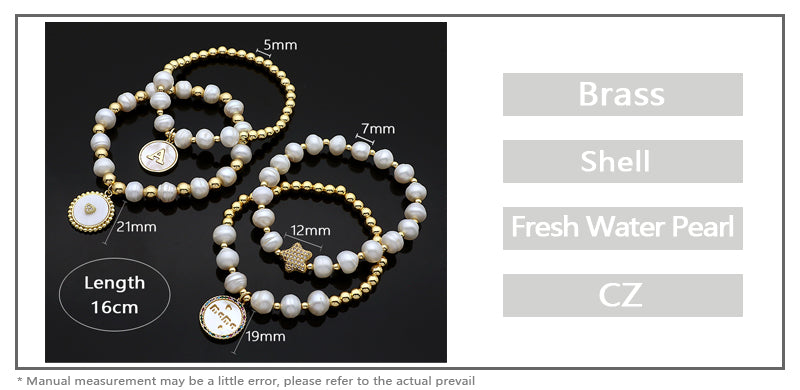 Newest Wholesale Handmade Fashion Customized Jewelry Gold Plated Fresh Water Pearl Shell Pendant Bracelet For Women Gift
