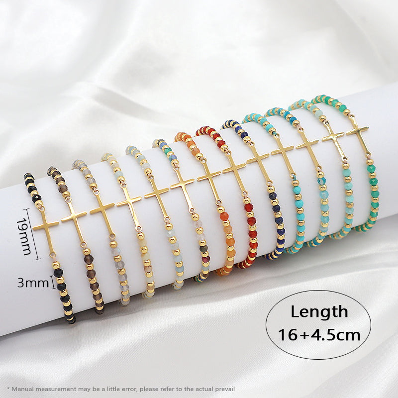 Newest Wholesale Custom Handmade Macrame Adjustable Gold Plated Stainless Steel Charm Natural Stone Bracelet For Women