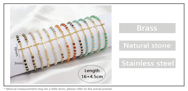 Newest Wholesale Custom Handmade Macrame Adjustable Gold Plated Stainless Steel Charm Natural Stone Bracelet For Women