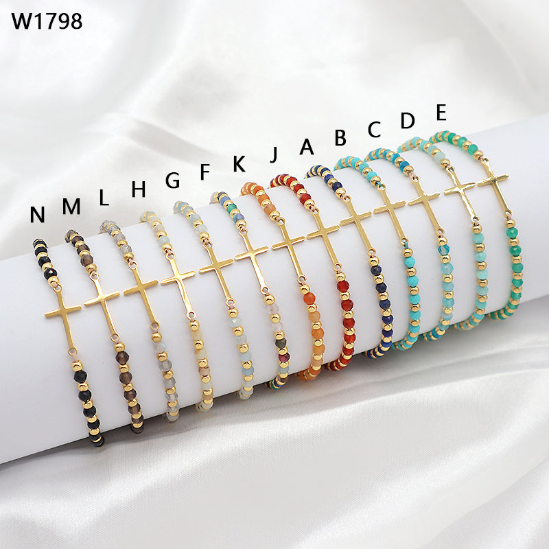 Newest Wholesale Custom Handmade Macrame Adjustable Gold Plated Stainless Steel Charm Natural Stone Bracelet For Women
