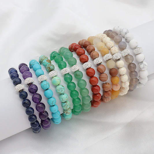 Wholesale Custom Fashionable Trendy Women Handmade CZ 925 Sterling Silver Charm Natural Stone Bead Bracelet For Gift