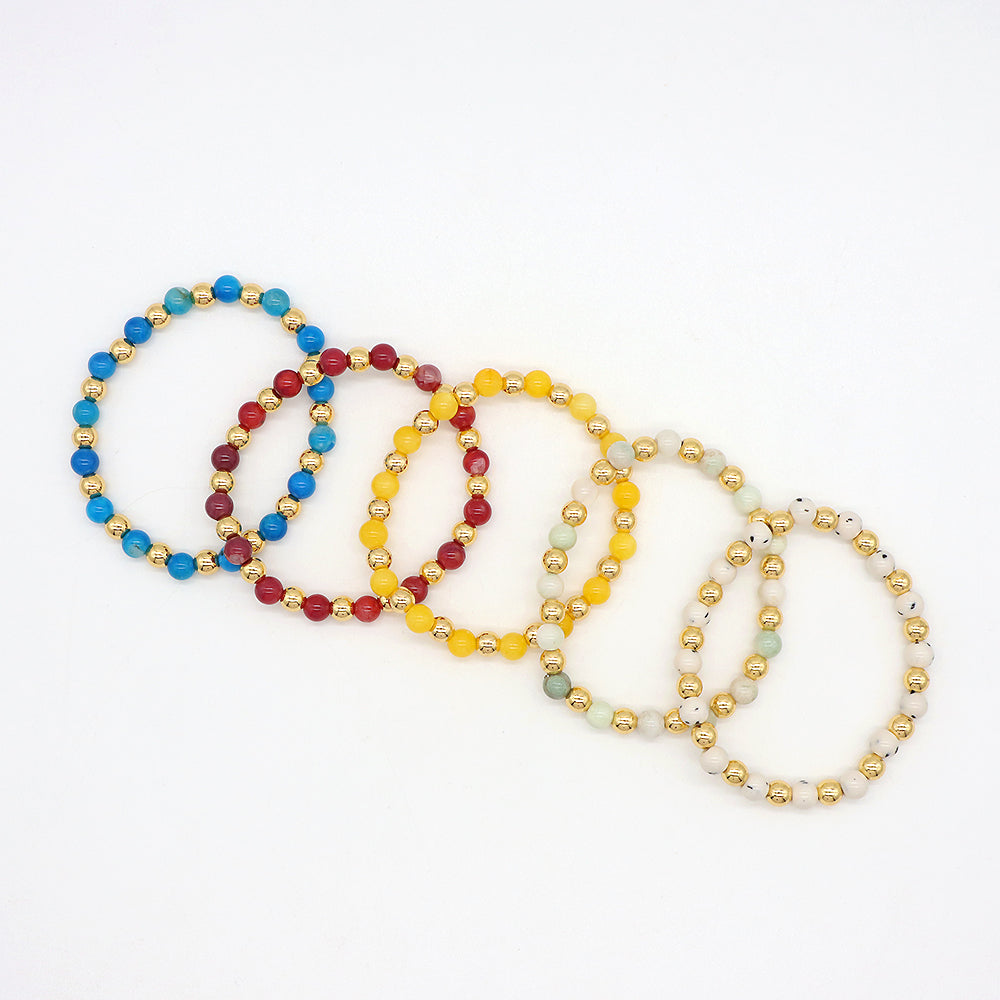Factory Newest Wholesale Manufacture OEM Customized Handmade Fashionable Brass Bead Natural Stone Beads Bracelet For Gift Women