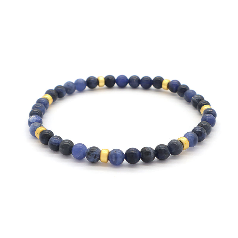 Custom Wholesale Trendy Manufacture Gemstone Gold Plated 5mm Natural Stone Beads Elastic Handmade Bracelet