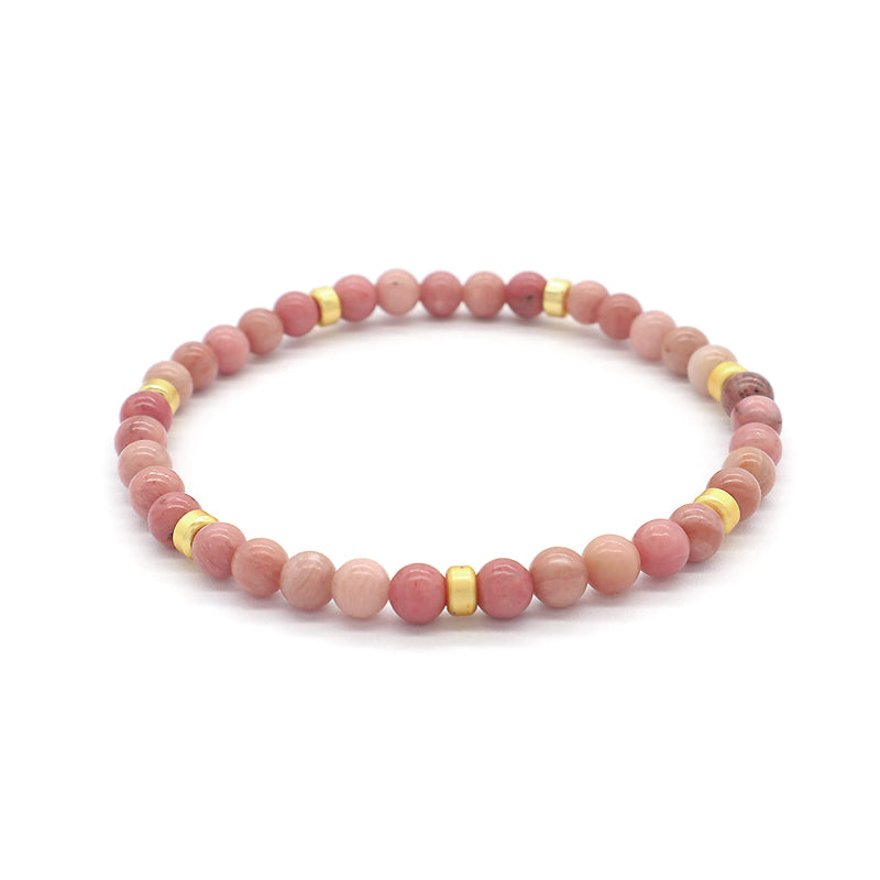 Custom Wholesale Trendy Manufacture Gemstone Gold Plated 5mm Natural Stone Beads Elastic Handmade Bracelet