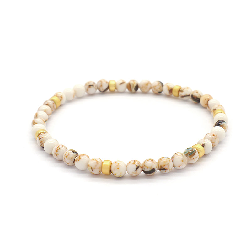 Custom Wholesale Trendy Manufacture Gemstone Gold Plated 5mm Natural Stone Beads Elastic Handmade Bracelet