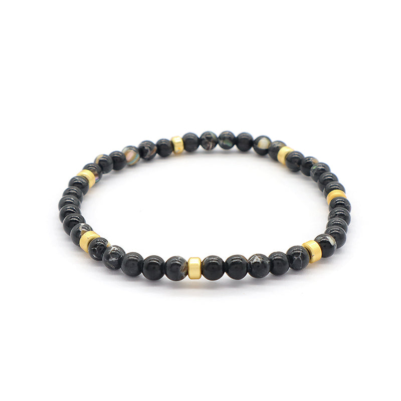 Custom Wholesale Trendy Manufacture Gemstone Gold Plated 5mm Natural Stone Beads Elastic Handmade Bracelet