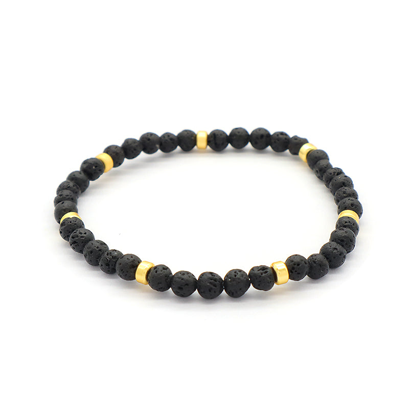Custom Wholesale Trendy Manufacture Gemstone Gold Plated 5mm Natural Stone Beads Elastic Handmade Bracelet