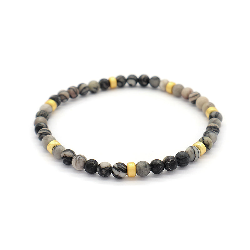 Custom Wholesale Trendy Manufacture Gemstone Gold Plated 5mm Natural Stone Beads Elastic Handmade Bracelet